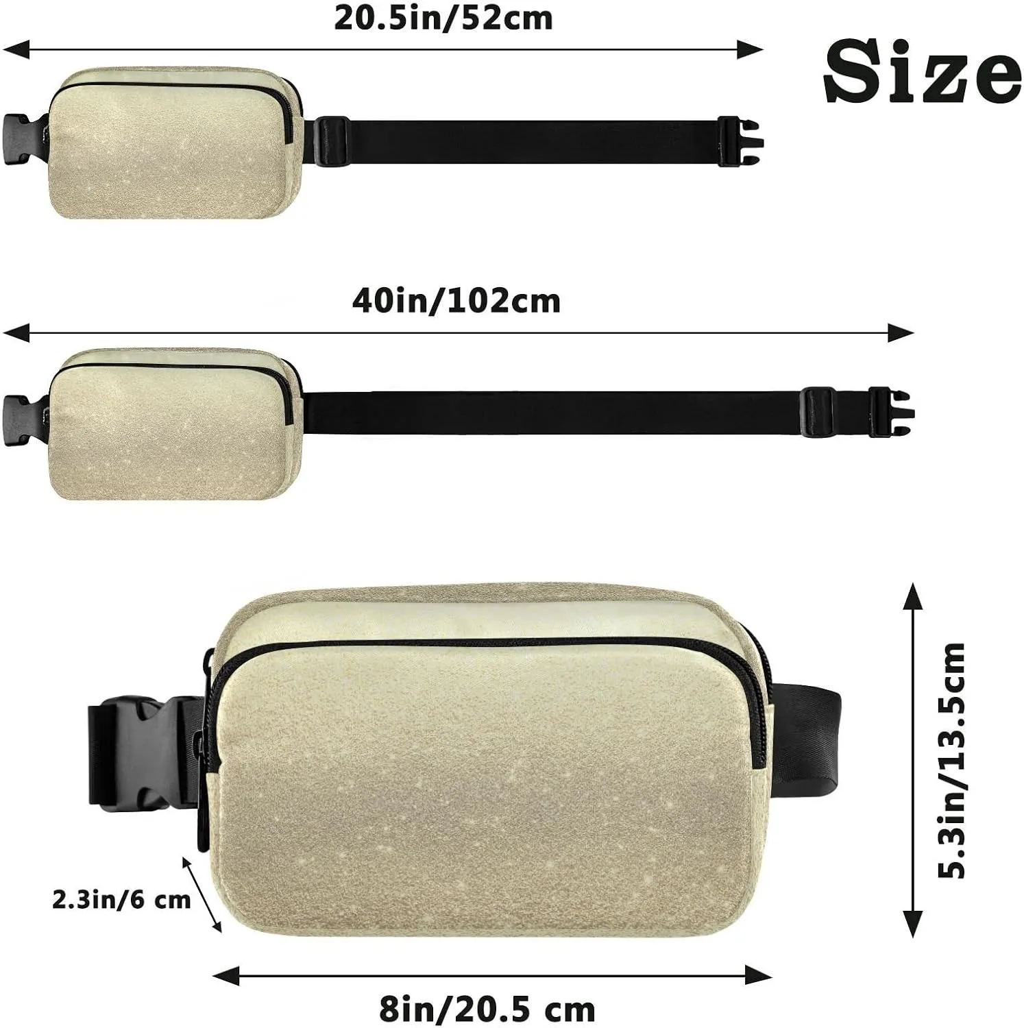 Gold Fantasy Galaxy Universe Golden Shiny Stars Sparkles Texture Adjustable Belt Running Bag, Crossbody Fanny Pack Waist Runners Bag Tote for Women Men Sports Hiking Fitness Exercise Gym Pouch