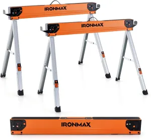 Goplus Saw Horses 2 Pack, 2200 LBS Portable Folding Sawhorse with 2x4 Brackets & Side Supports, Easy Setup & Lightweight Work Horse, Heavy Duty Saw Horse for Woodworking, DIY Project & Garage