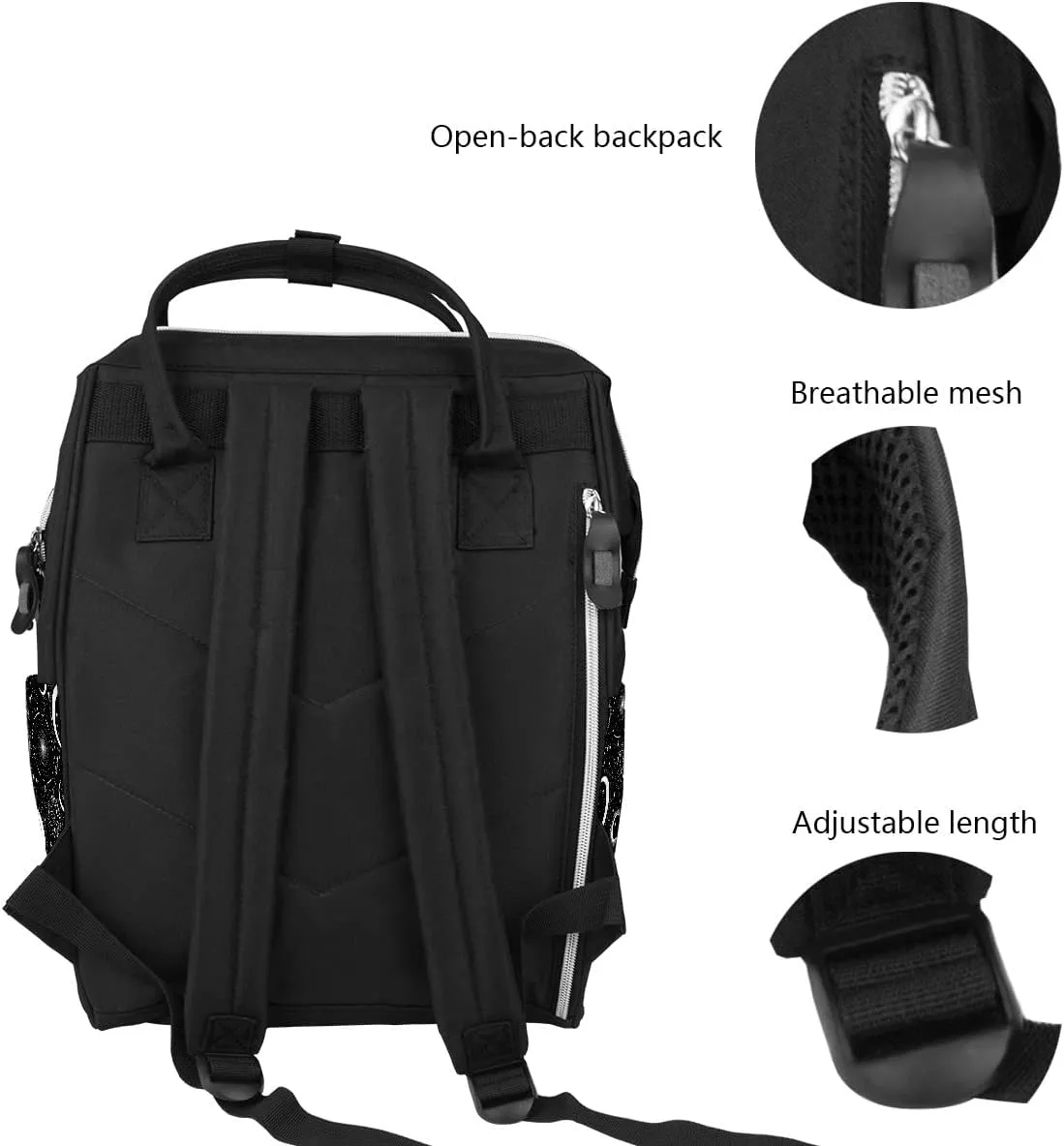 Gothic Moon Stars Boho Diaper Bag Travel Backpack Large Capacity Multi-Function Zipper Casual Travel Backpacks for Mom Dad Unisex