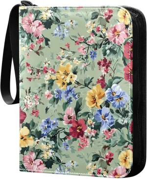 Graffiti Vintage Colorful Flower Card Holder, Card Holder Album with 400 Card Slots in 50 Pages for Display, Storage, Portability