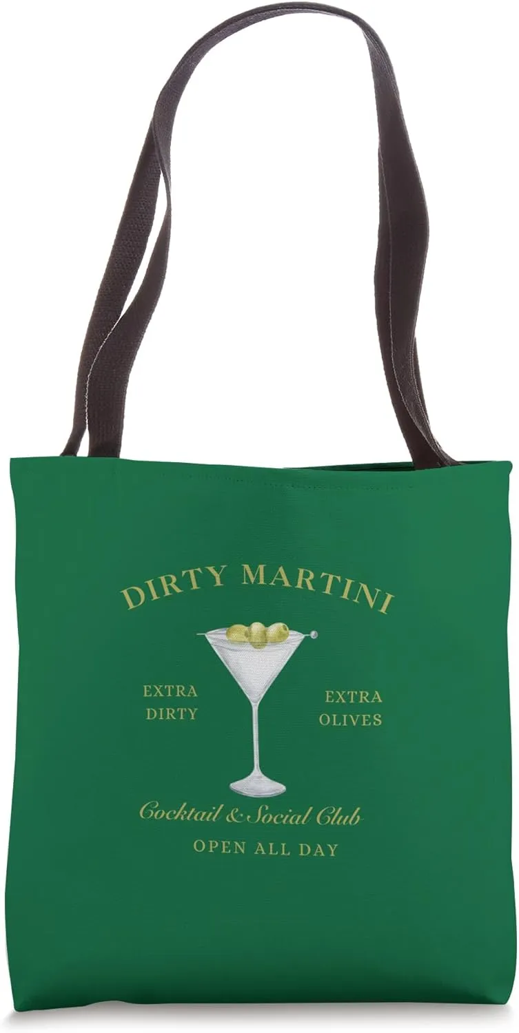 Green Dirty Martini Social Club Tote Bag