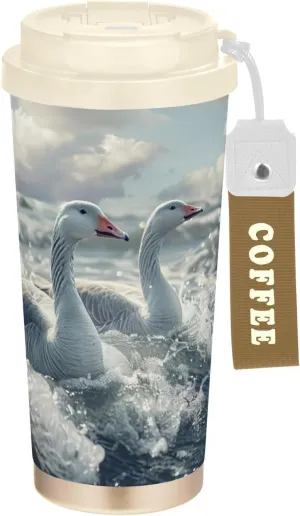 Grey Goose Insulated Travel Coffee Mug - Spill & Leak-Proof Stainless Steel Tumbler for Camping & Outdoor, 17oz Reusable Water Bottle with Lid （203）