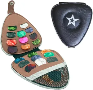Guitar Pick Holder Case Bag with 24pcs Acoustic Electric Guitar Colorful Picks, Variety Pack Mixed Thickness Picks 0.46mm/ 0.71mm/ 0.96mm   Little Picks Holder Set