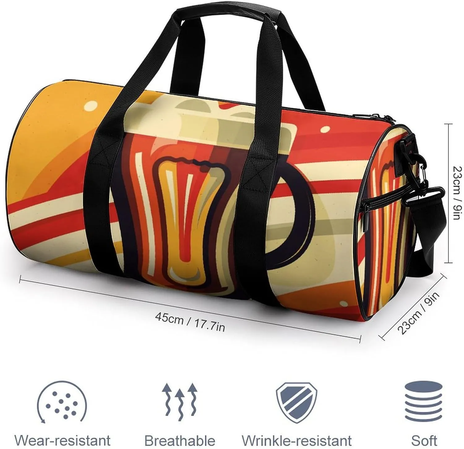 Gym Bag for Men Women A Cup of Beer Duffel Bag Overnight Bag with Compartment Gym Sackpac