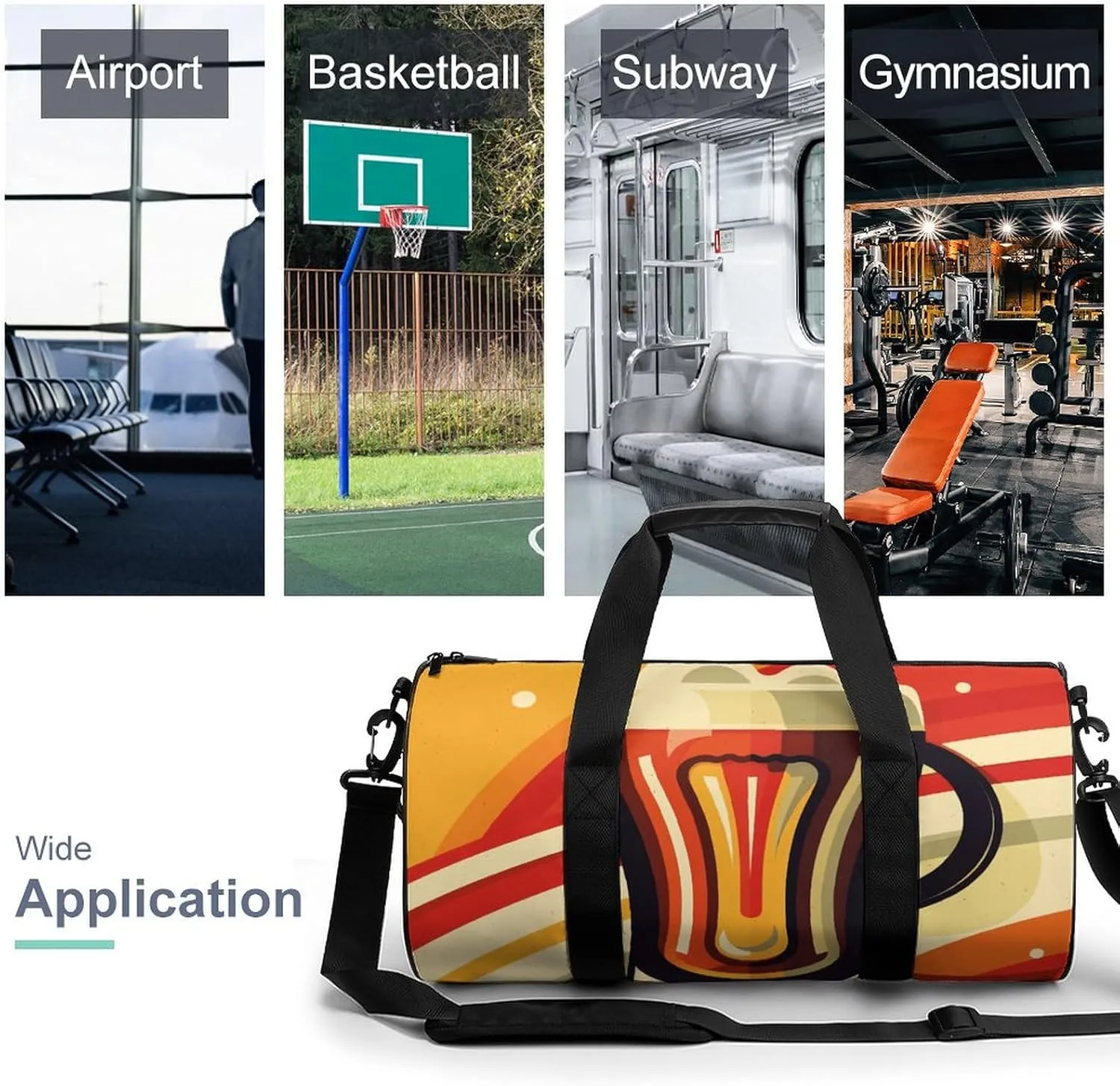 Gym Bag for Men Women A Cup of Beer Duffel Bag Overnight Bag with Compartment Gym Sackpac