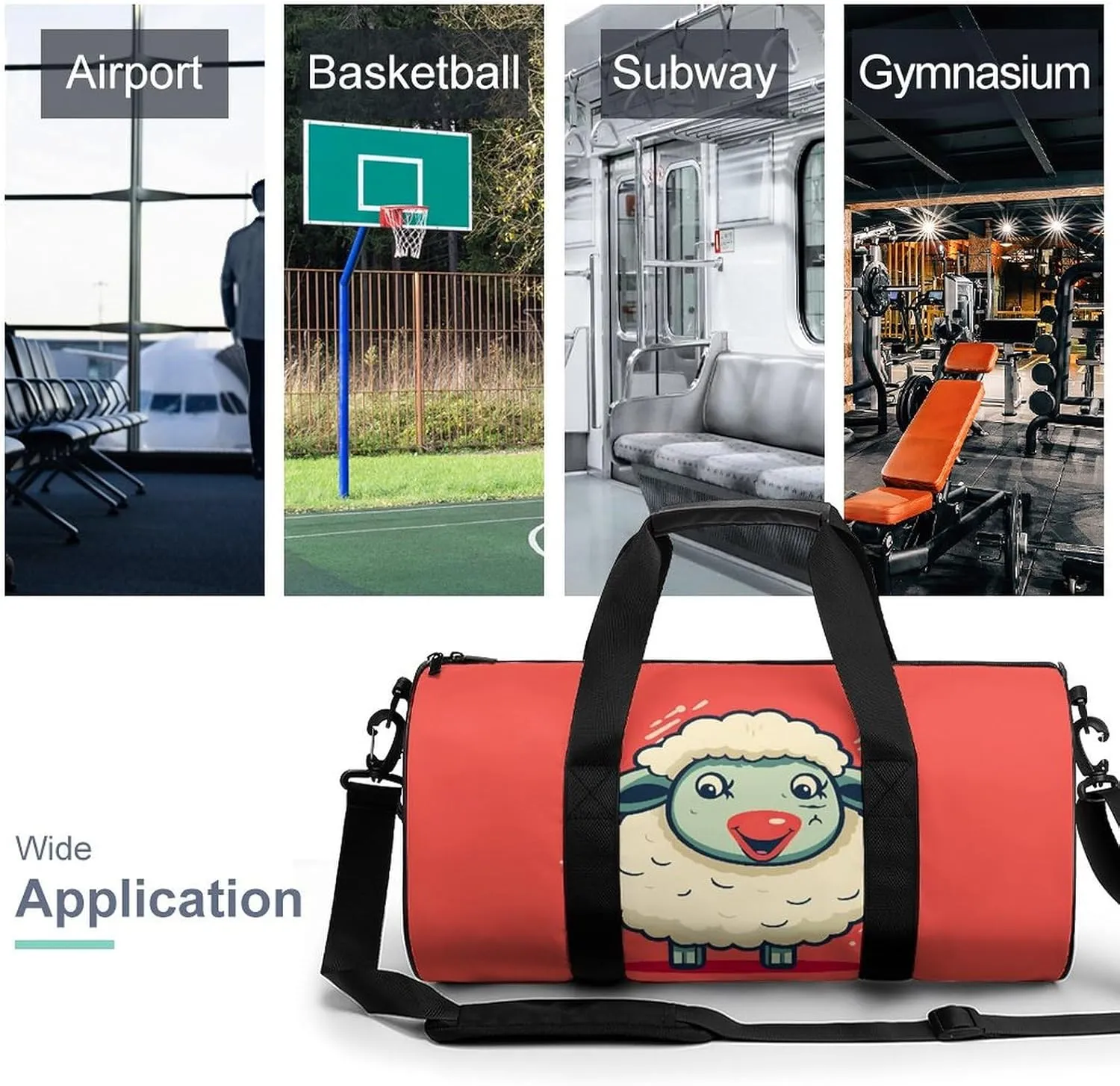 Gym Bag for Men Women Adorable Sheep Duffel Bag Overnight Bag with Compartment Gym Sackpac