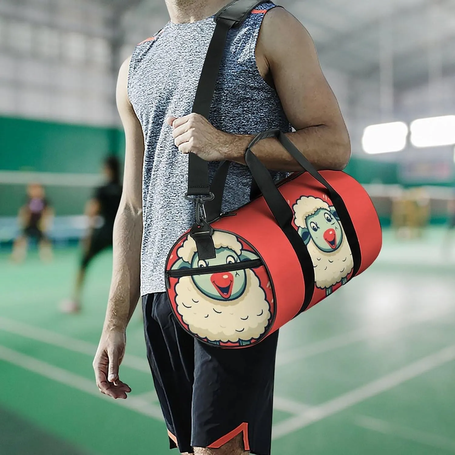 Gym Bag for Men Women Adorable Sheep Duffel Bag Overnight Bag with Compartment Gym Sackpac