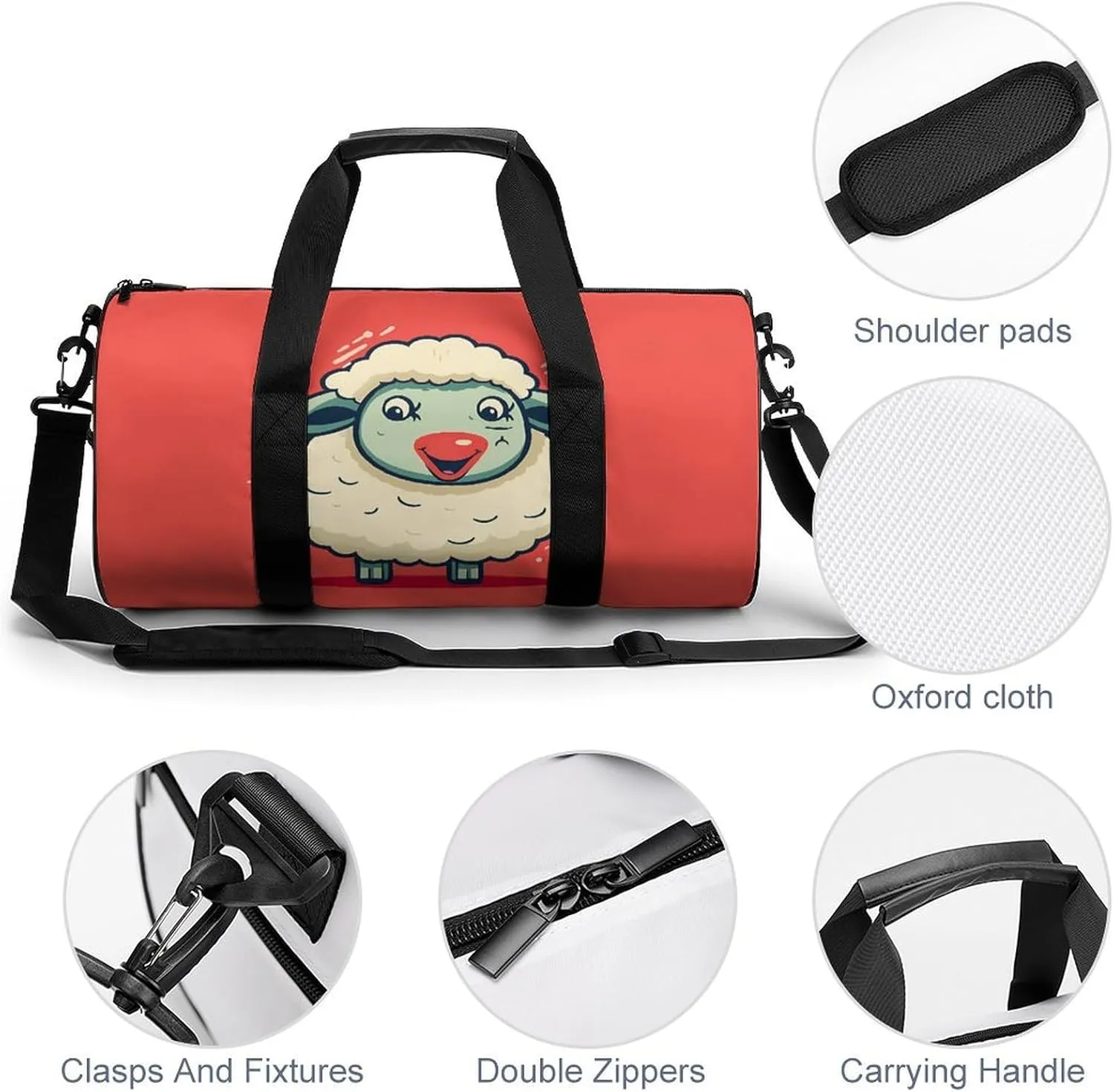 Gym Bag for Men Women Adorable Sheep Duffel Bag Overnight Bag with Compartment Gym Sackpac