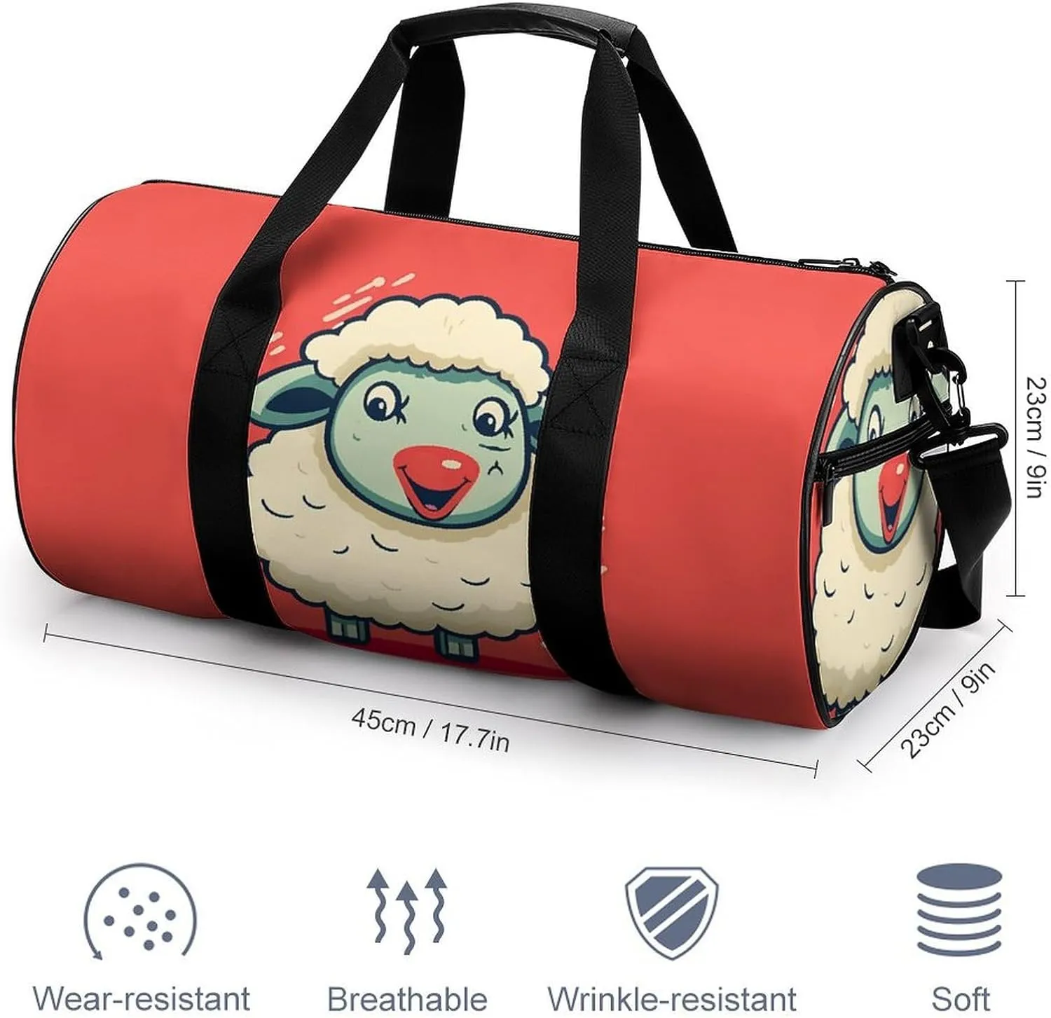 Gym Bag for Men Women Adorable Sheep Duffel Bag Overnight Bag with Compartment Gym Sackpac