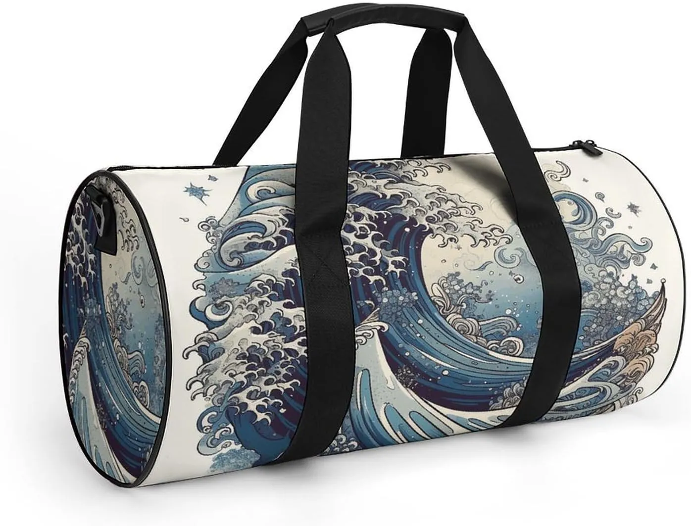 Gym Bag for Men Women Blue Wave Style Duffel Bag Overnight Bag with Compartment Gym Sackpac