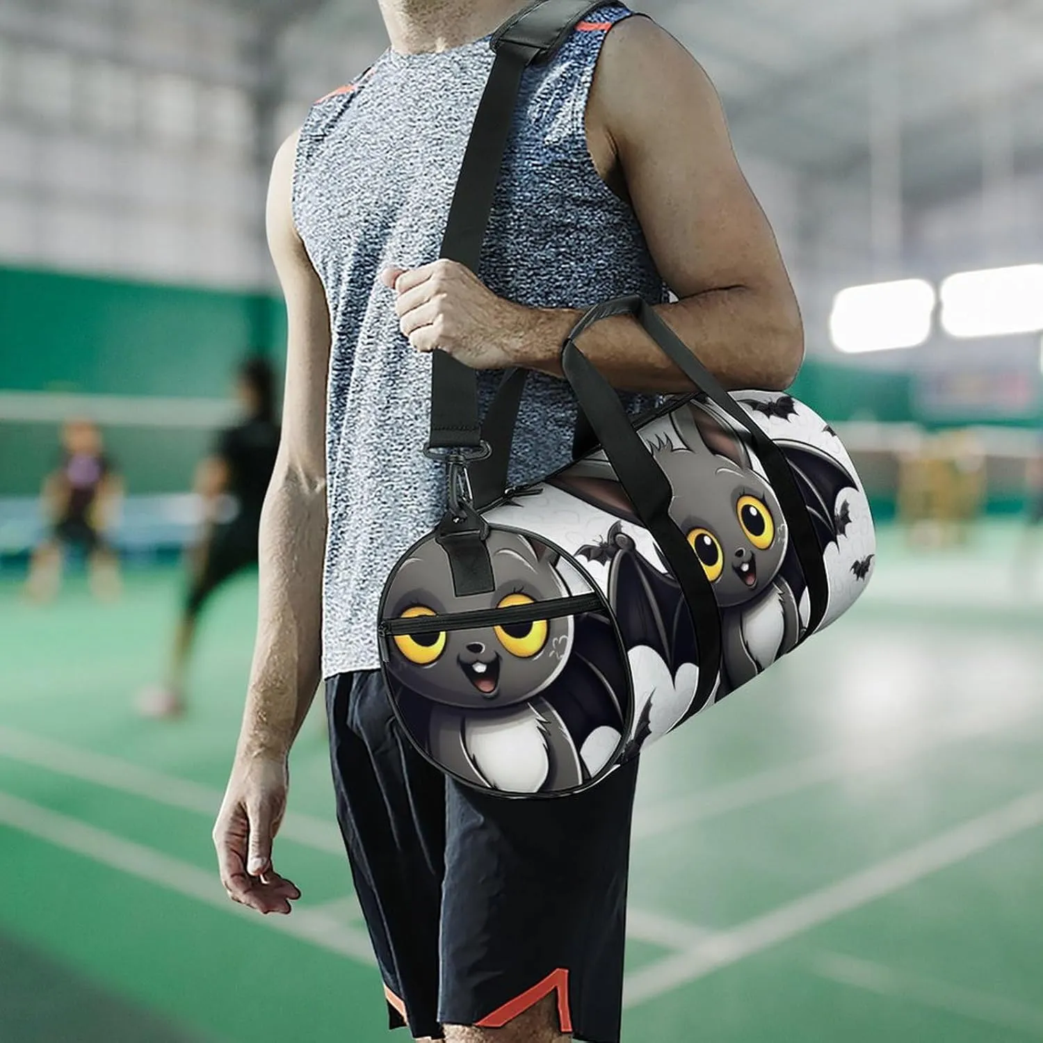 Gym Bag for Men Women Cute Bat Duffel Bag Overnight Bag with Compartment Gym Sackpac