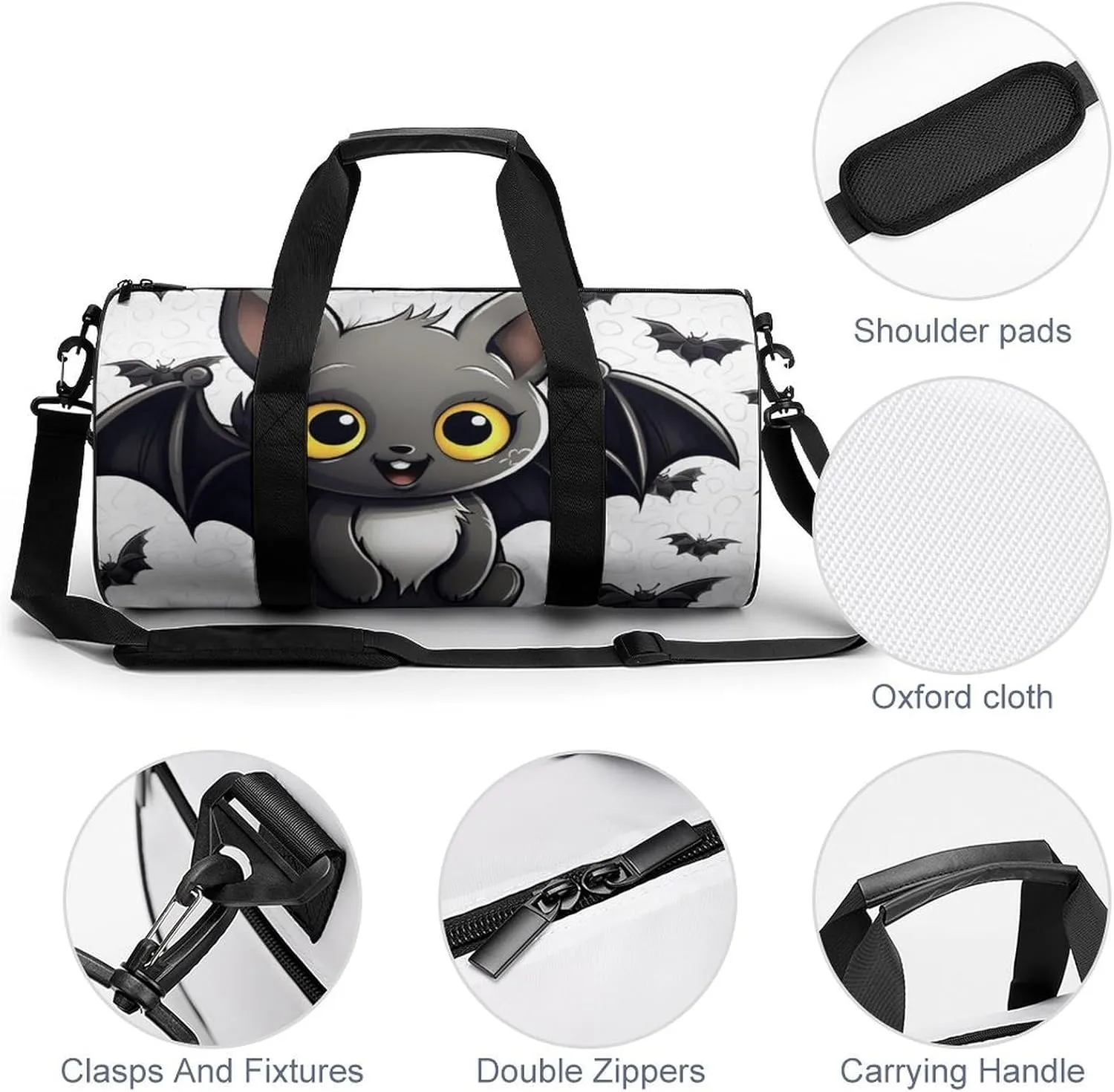 Gym Bag for Men Women Cute Bat Duffel Bag Overnight Bag with Compartment Gym Sackpac