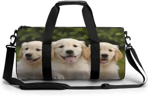 Gym Bag for Men Women Golden Retriever Puppies Duffel Bag Overnight Bag with Compartment Gym Sackpac