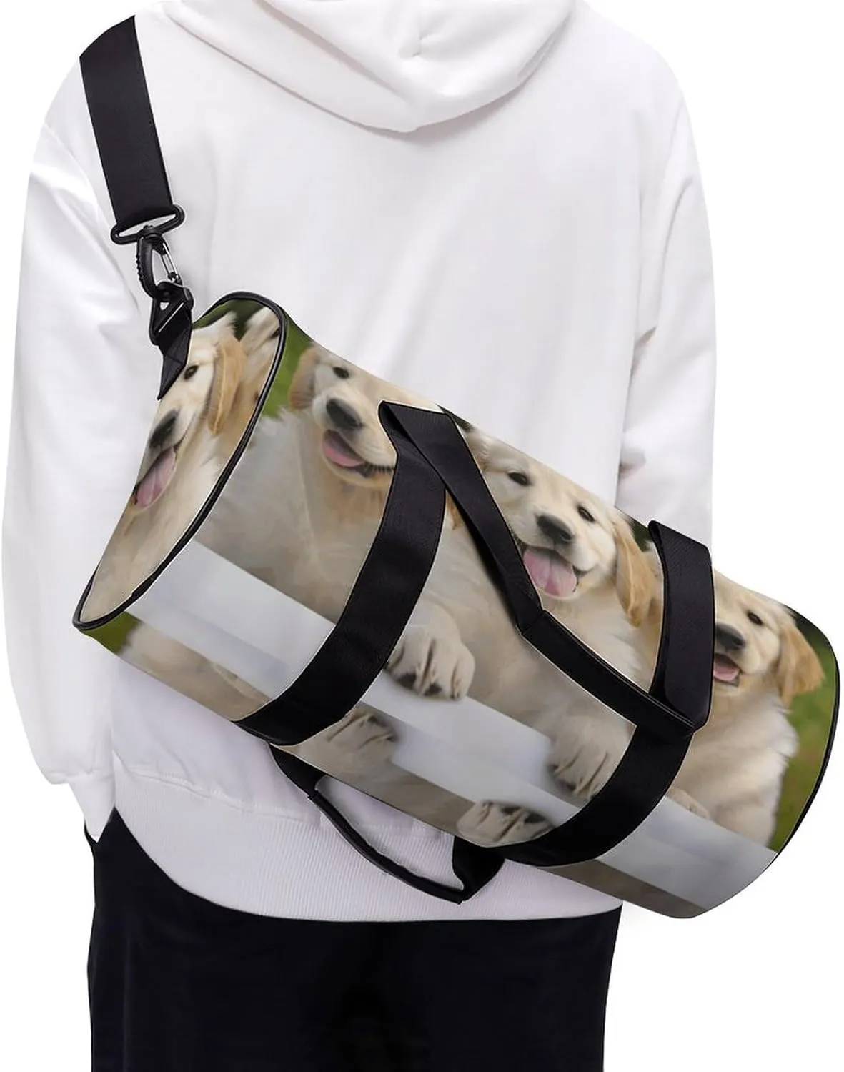 Gym Bag for Men Women Golden Retriever Puppies Duffel Bag Overnight Bag with Compartment Gym Sackpac