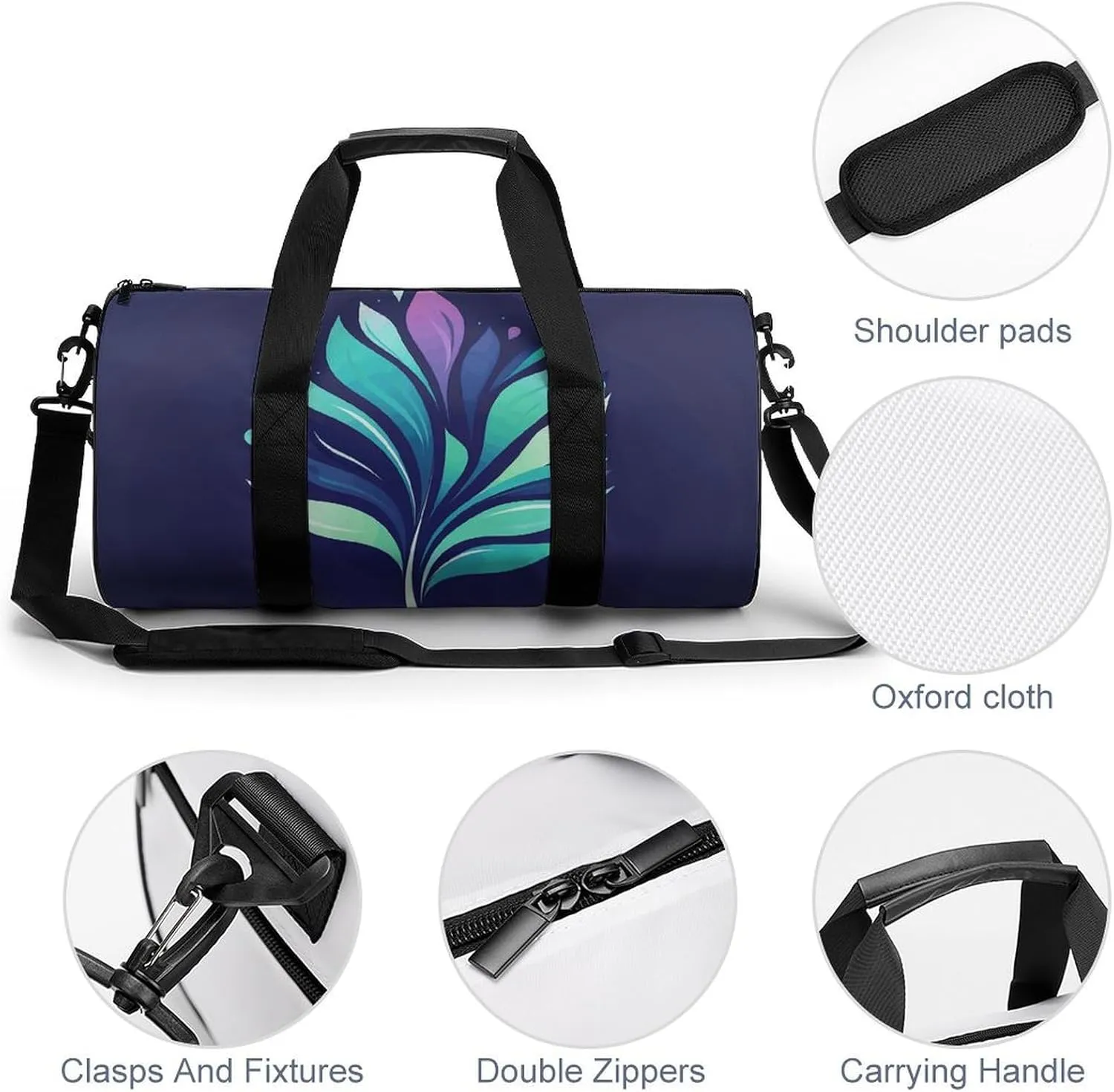 Gym Bag for Men Women Plant Leaves Logo Duffel Bag Overnight Bag with Compartment Gym Sackpac