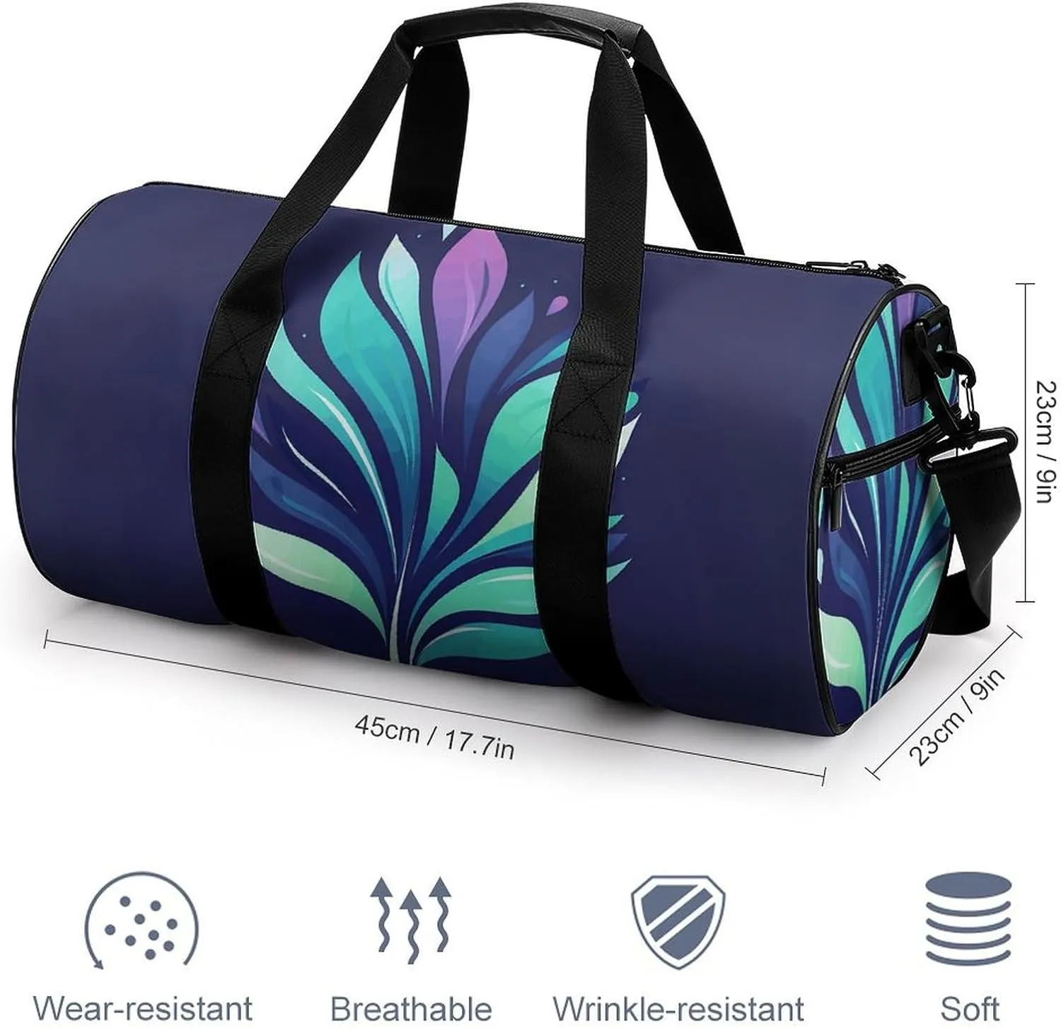 Gym Bag for Men Women Plant Leaves Logo Duffel Bag Overnight Bag with Compartment Gym Sackpac