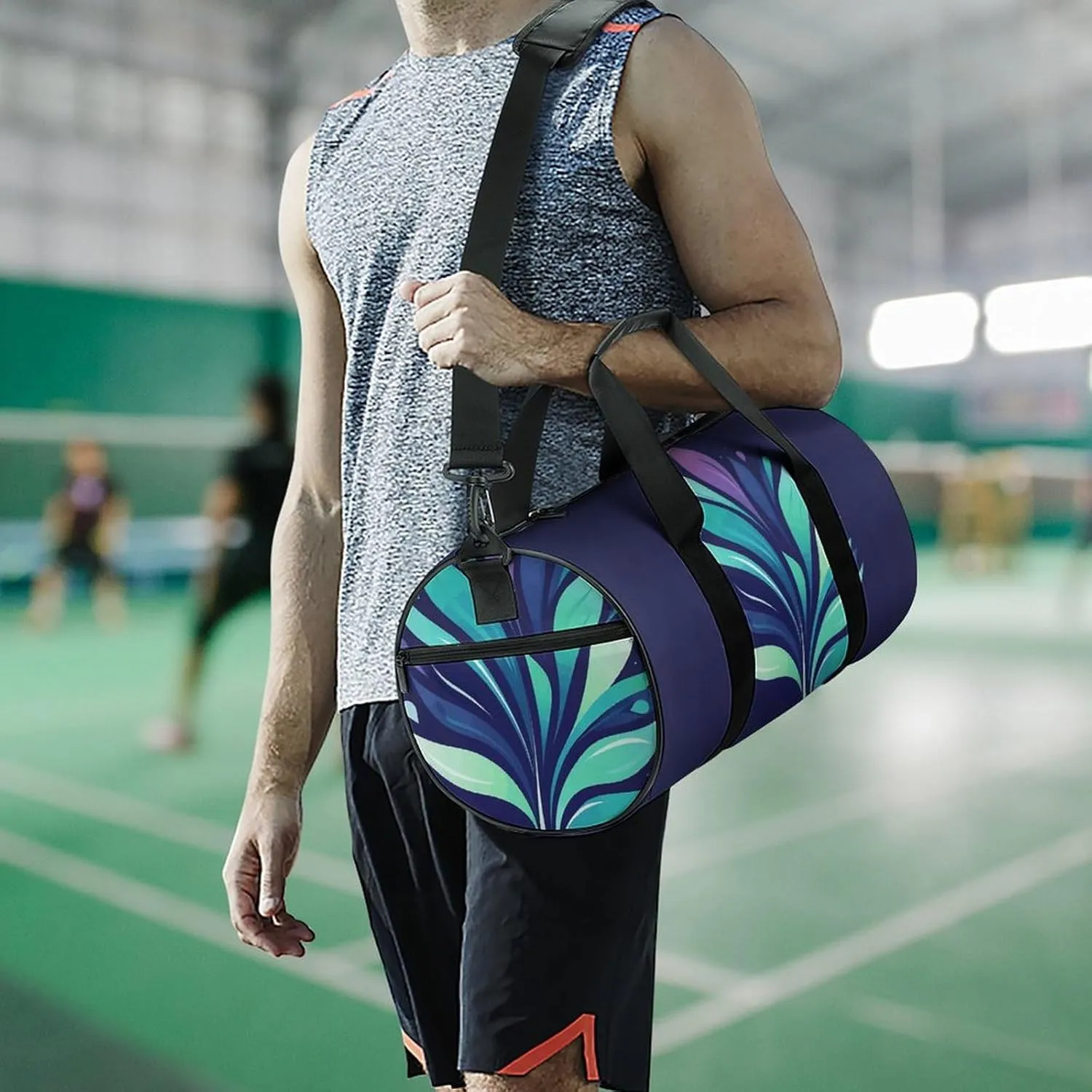 Gym Bag for Men Women Plant Leaves Logo Duffel Bag Overnight Bag with Compartment Gym Sackpac