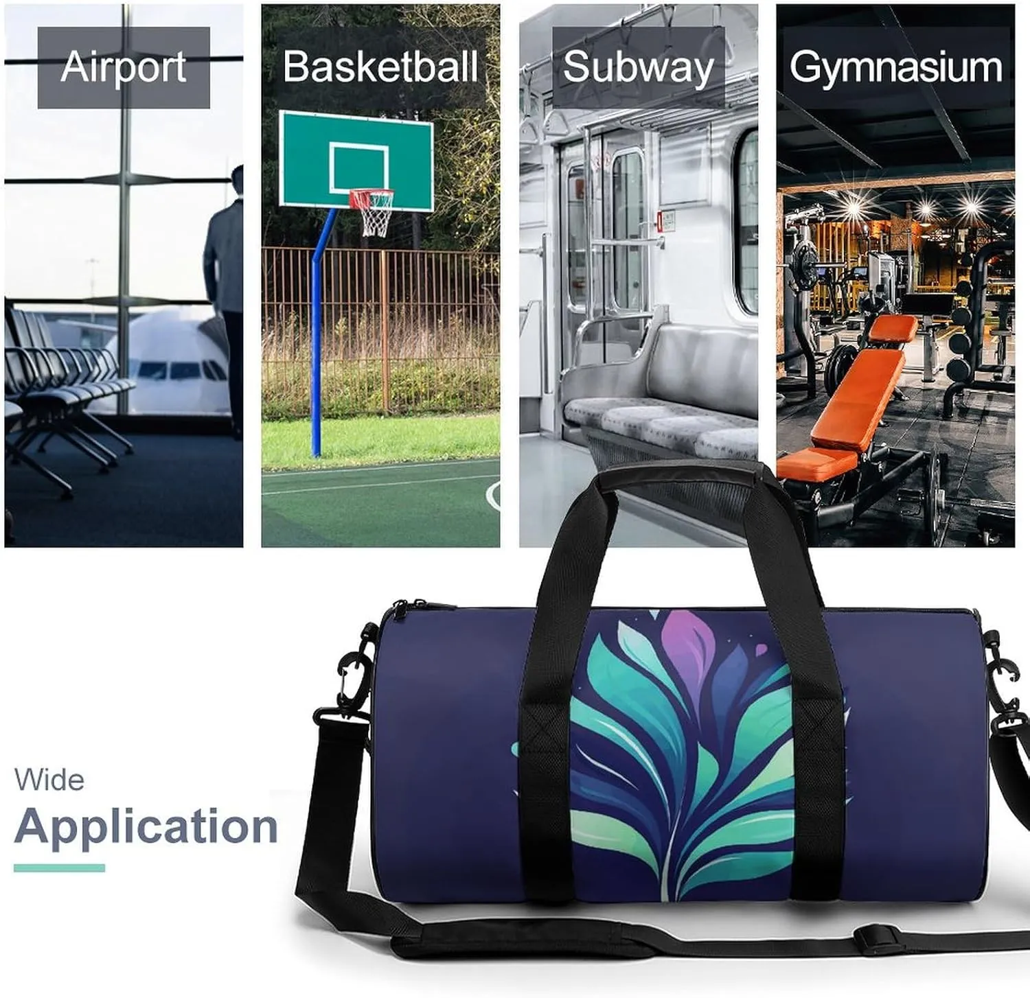 Gym Bag for Men Women Plant Leaves Logo Duffel Bag Overnight Bag with Compartment Gym Sackpac