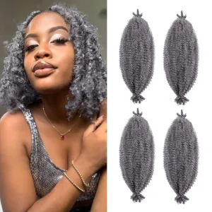 Hairro Passion Twist Hair 16 Inch, Soft Locs Crochet Hair, Pre Separated Springy Afro Twist Hair 4 Packs Marley Twist Braiding Hair for Faux Locs Synthetic False Hair Extension for Black Women Grey