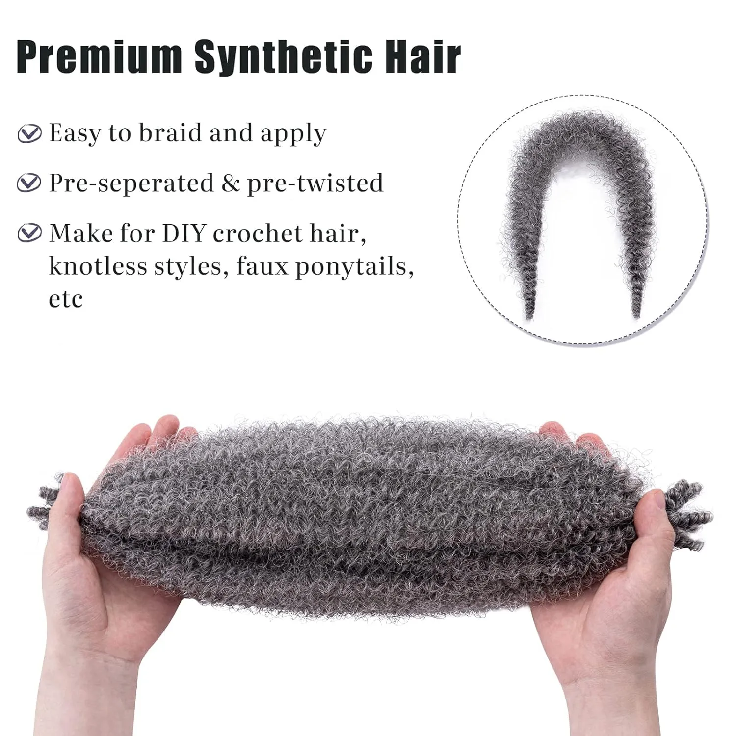 Hairro Passion Twist Hair 16 Inch, Soft Locs Crochet Hair, Pre Separated Springy Afro Twist Hair 4 Packs Marley Twist Braiding Hair for Faux Locs Synthetic False Hair Extension for Black Women Grey