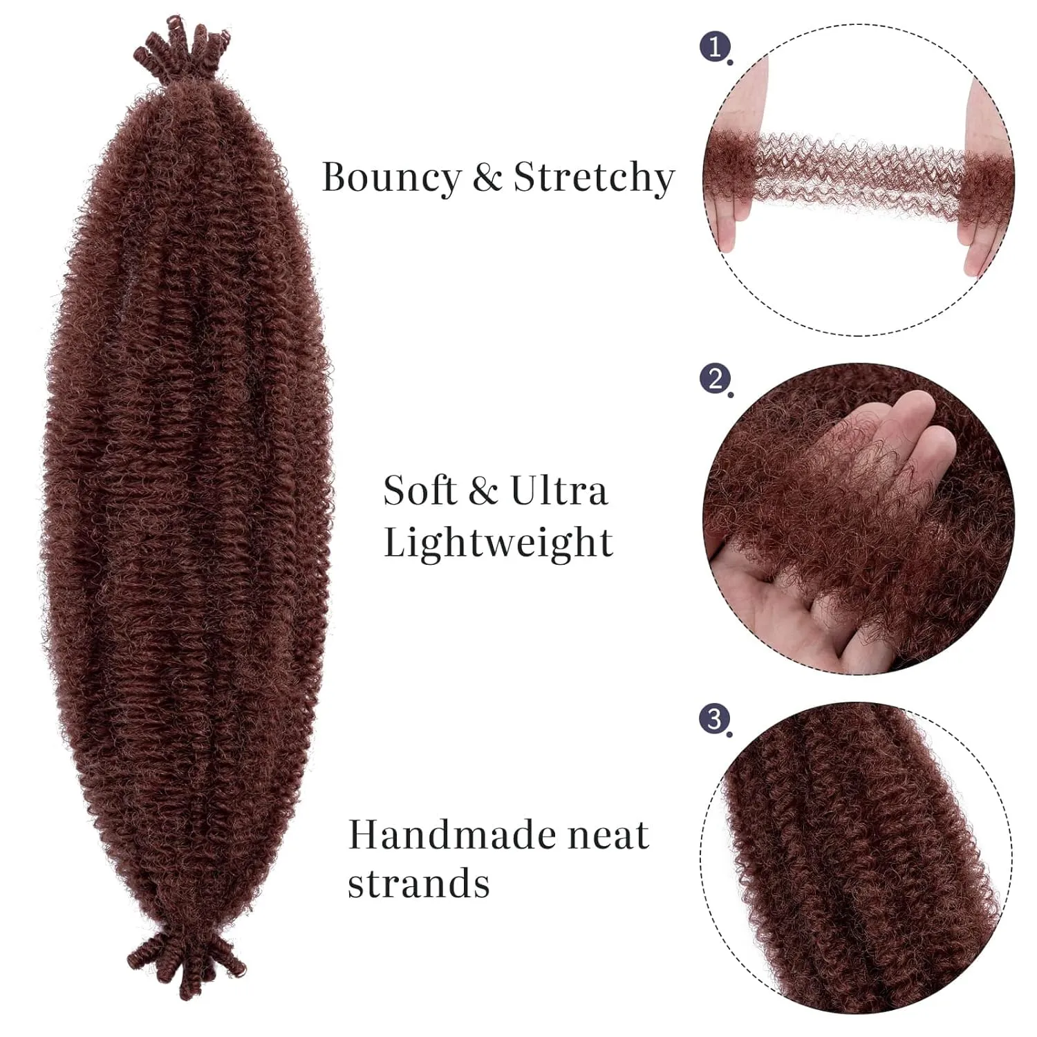 Hairro Springy Afro Twist Hair, 16 Inch Pre-Separated Marley Twist Braiding Hair 6 Packs, Orange Passion Twist Hair for Soft Locs Crochet Braids Hair Extension for Black Women(Dark Auburn)