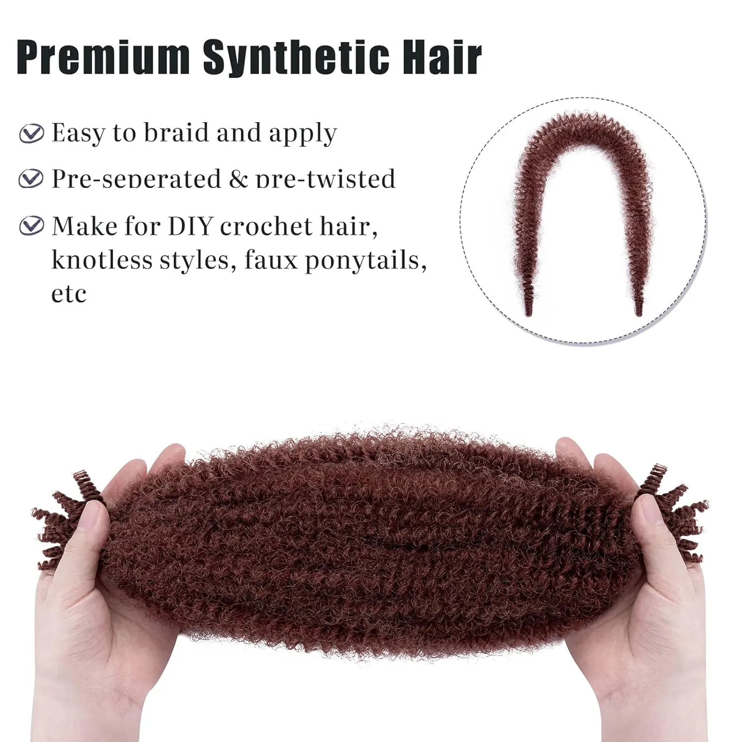 Hairro Springy Afro Twist Hair, 16 Inch Pre-Separated Marley Twist Braiding Hair 6 Packs, Orange Passion Twist Hair for Soft Locs Crochet Braids Hair Extension for Black Women(Dark Auburn)