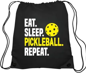 Haizct Eat Sleep Pickleball Drawstring Backpacks, Funny Drawstring Bag for Men Women, Pickleball Player Gifts, Sport Lovers Gifts