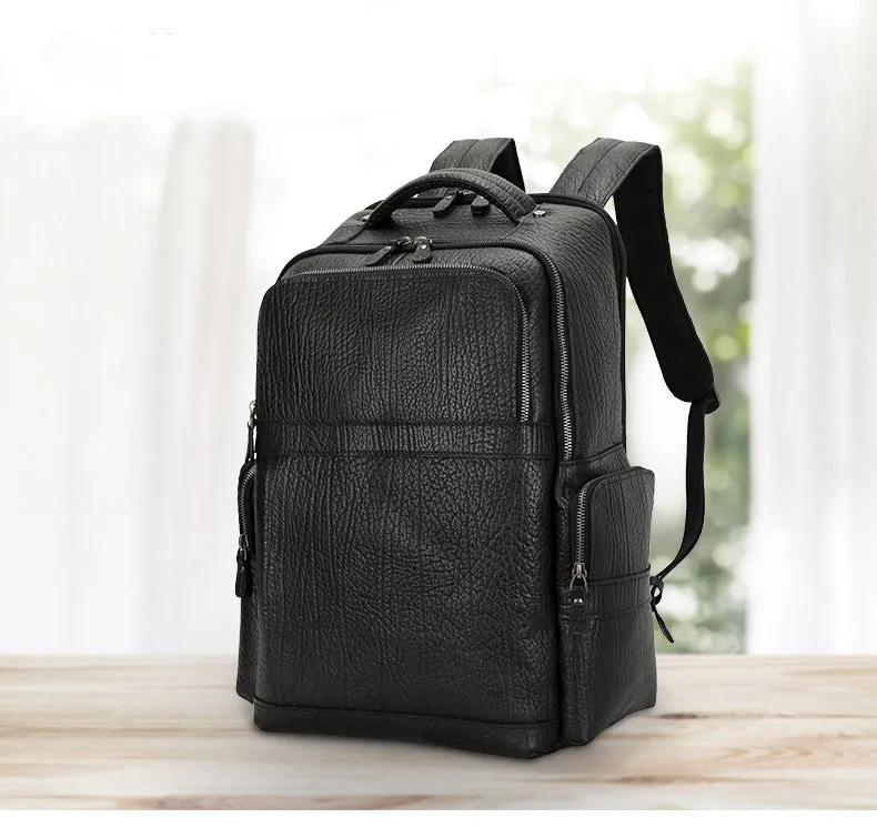 Handmade Vintage Full-Grain Leather Men’s Backpack with Zipper Closure