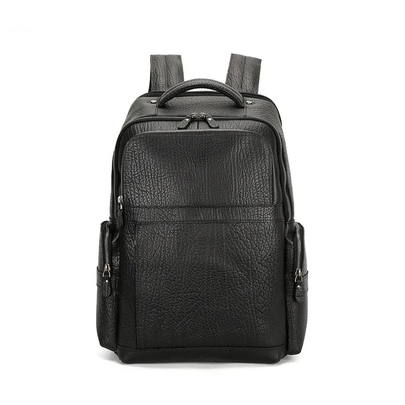 Handmade Vintage Full-Grain Leather Men’s Backpack with Zipper Closure