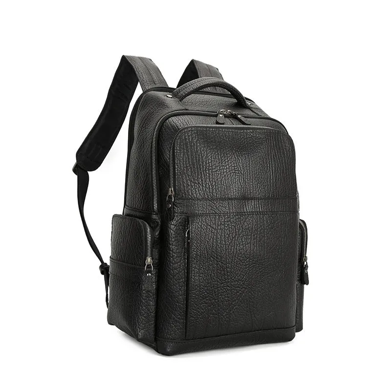 Handmade Vintage Full-Grain Leather Men’s Backpack with Zipper Closure