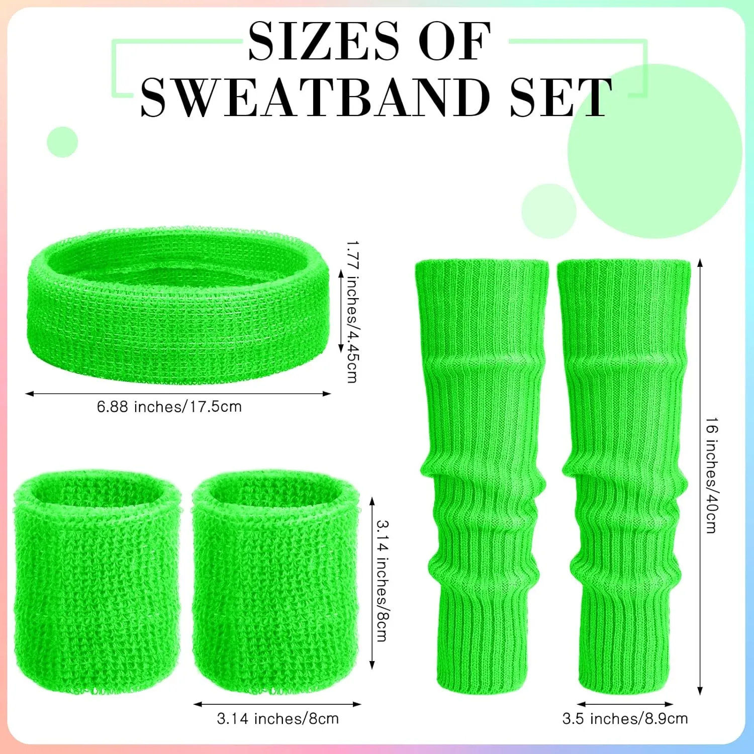 Haysandy 80s Costume Accessories for Women, Neon Leg Warmers Headband Wristbands Earrings Hair Rings for Cosplay