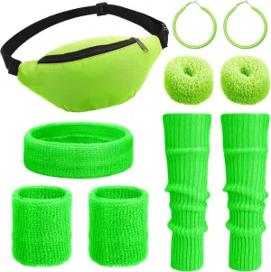 Haysandy 80s Costume Accessories for Women, Neon Leg Warmers Headband Wristbands Earrings Hair Rings for Cosplay