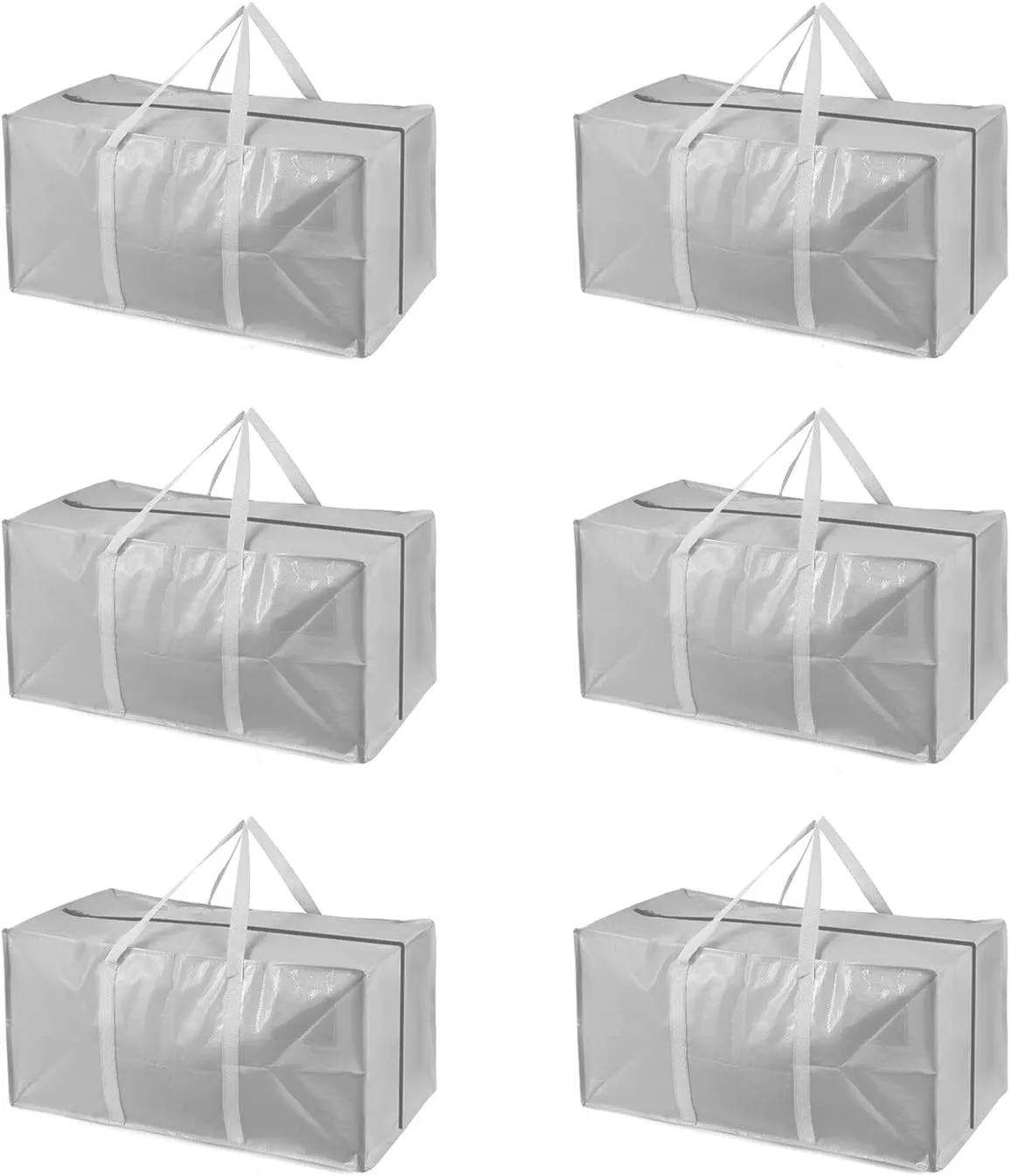 Heavy Duty Extra Large Moving Bags with Extra Long Handles -Includes Backpack Straps - Easy Storage For Space Saving (Grey)