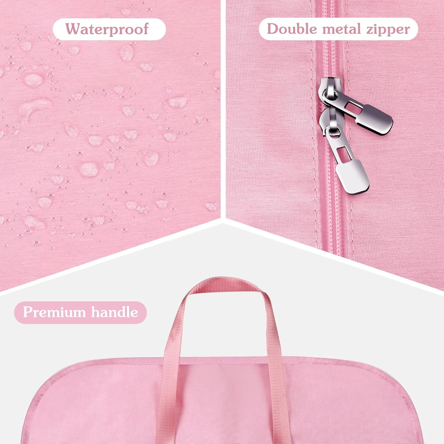 Heavy Duty Waterproof Garment Bag for Travel, Tear Resistance Suit Bag for Women Travel for Suits, Tuxedos, Coats, Uniform. Pink, 42 inch…