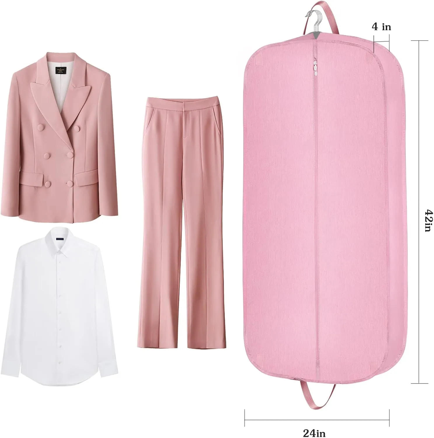 Heavy Duty Waterproof Garment Bag for Travel, Tear Resistance Suit Bag for Women Travel for Suits, Tuxedos, Coats, Uniform. Pink, 42 inch…