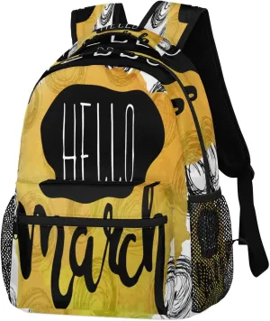 Hello March Backpack, Fashion Laptop Backpacks Travel Bag College Casual Bag Hiking Camping Daypack for Women Men