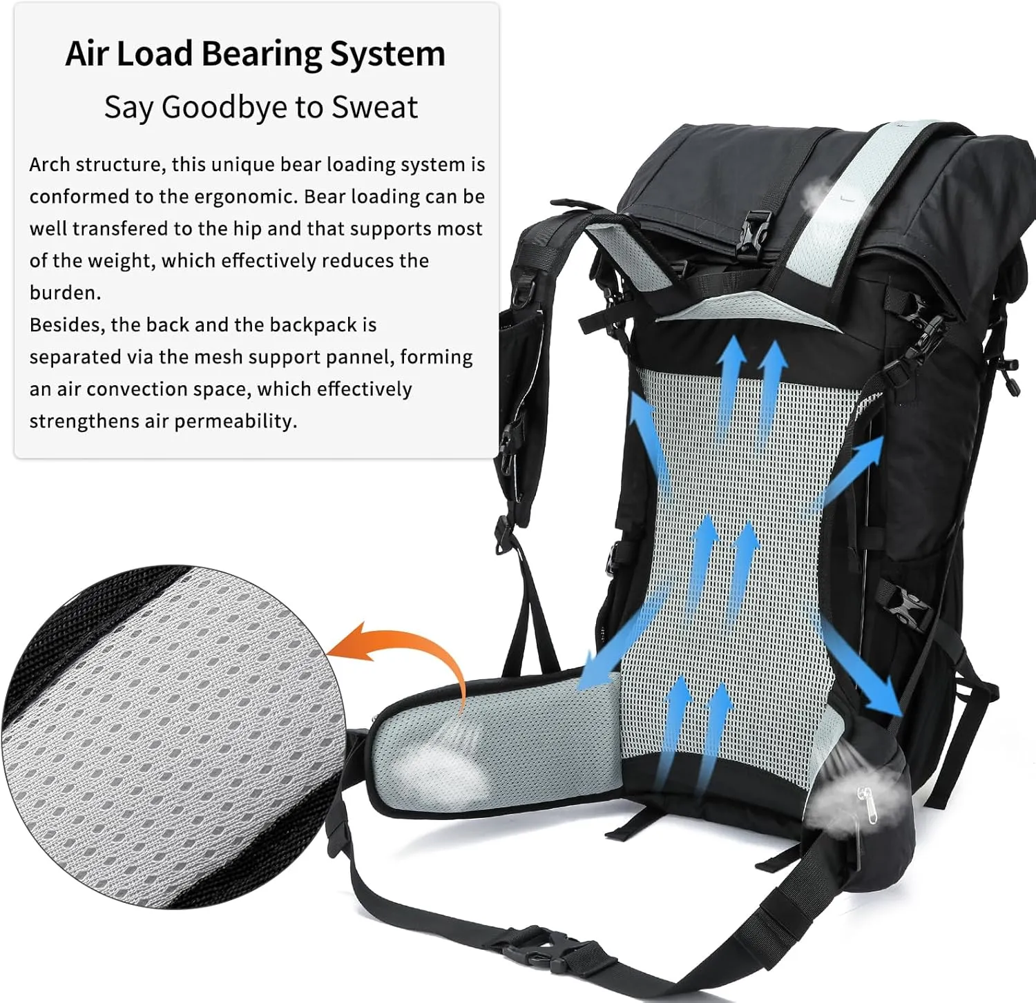 Hiking Backpack,30L  10L Extra Large Capacity Hiking Bag, Internal Frame Camping Backpack,Upgraded X-PAC Lightweight Sport Daypack Travel Backpacks Fit For Mountain Climbing Camping (Black)