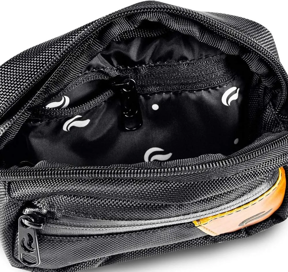 Hipster Smell Proof Bag - Fanny Pack (Black/Black Leather)