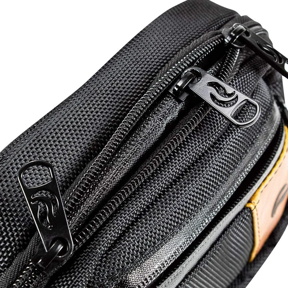Hipster Smell Proof Bag - Fanny Pack (Black/Black Leather)