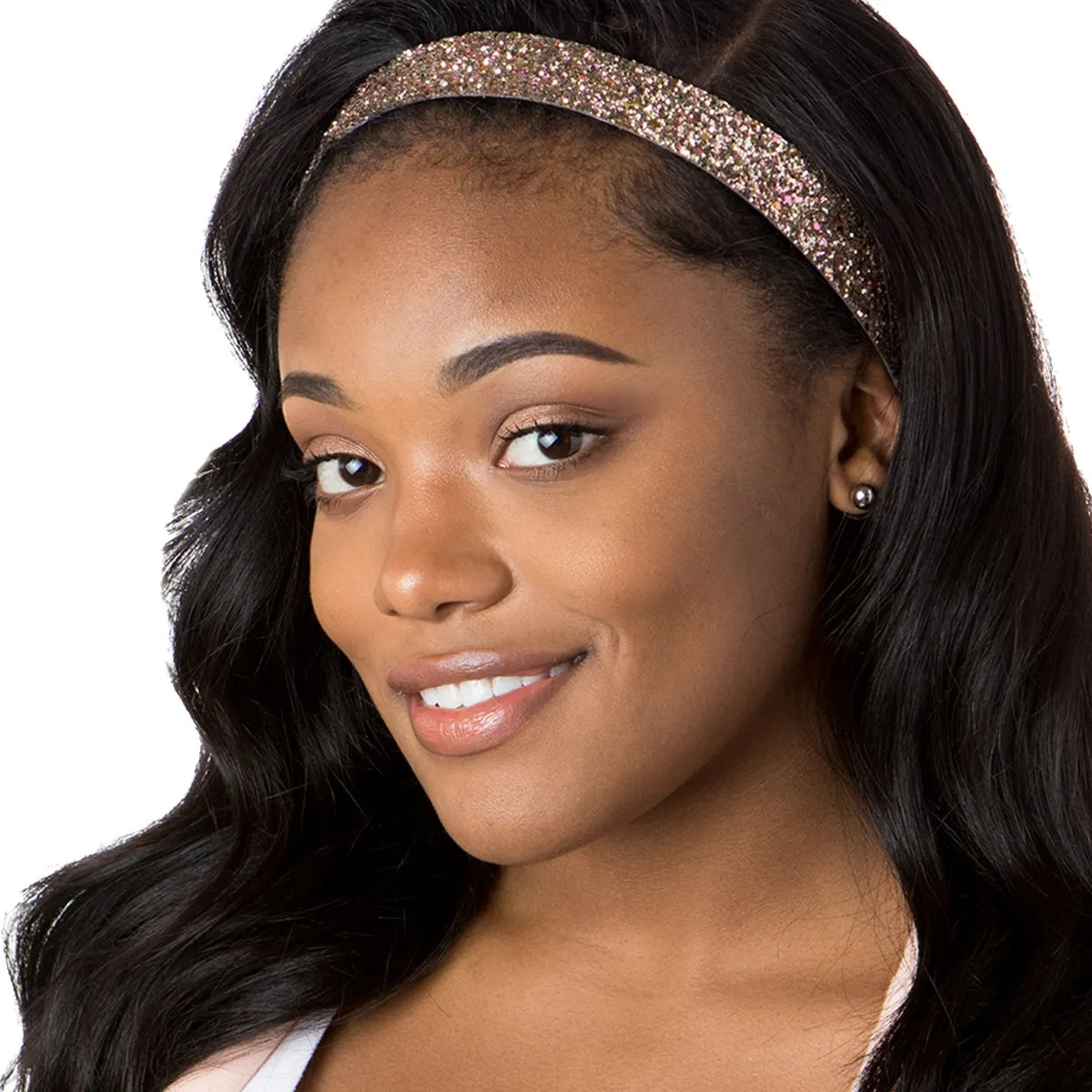 Hipsy Adjustable No Slip Wide Bling Glitter Headband 3-packs for Women Girls & Teens (Black/Rose Gold/Gunmetal)