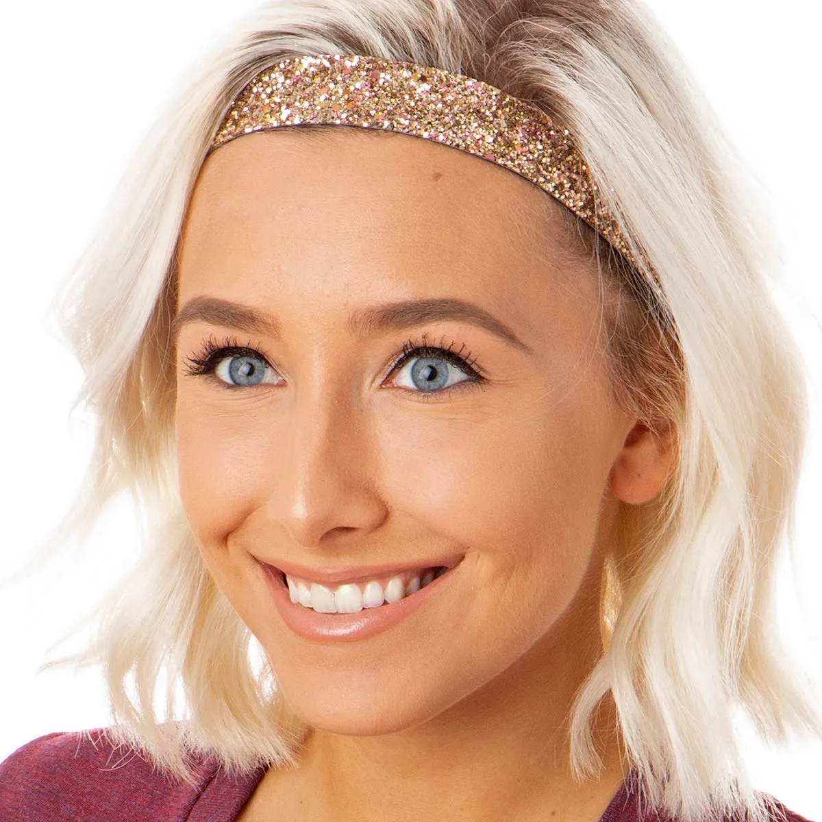 Hipsy Adjustable No Slip Wide Bling Glitter Headband 3-packs for Women Girls & Teens (Black/Rose Gold/Gunmetal)