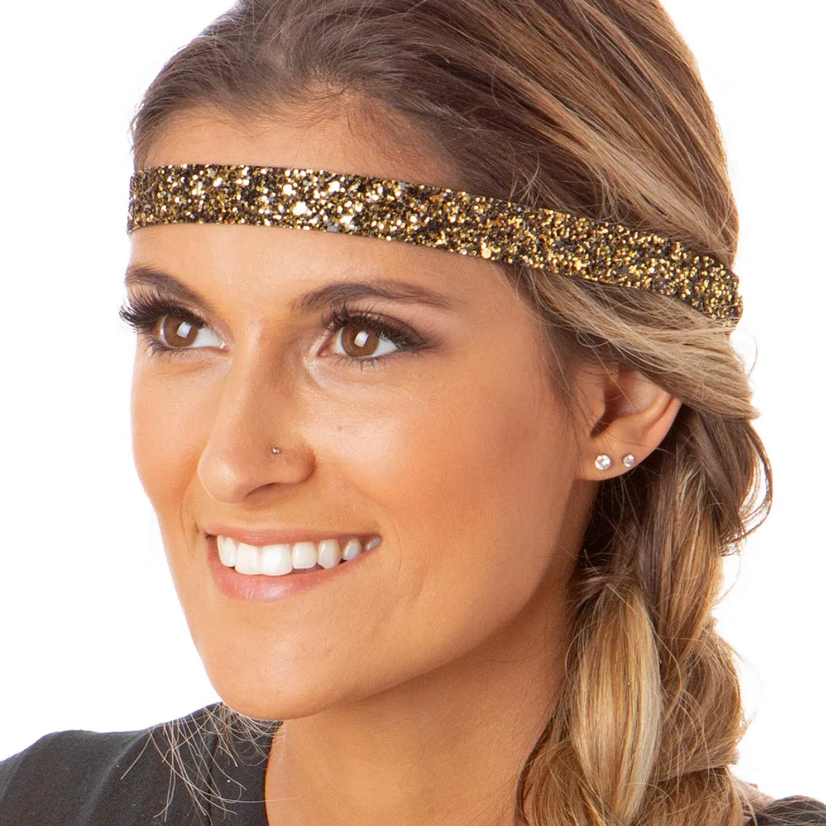 Hipsy PETITE Size, Adjustable No Slip Sparkly Bling Mixed 3pk Headbands for Women Girls & Teens (Bling Glitter Mixed Diva)