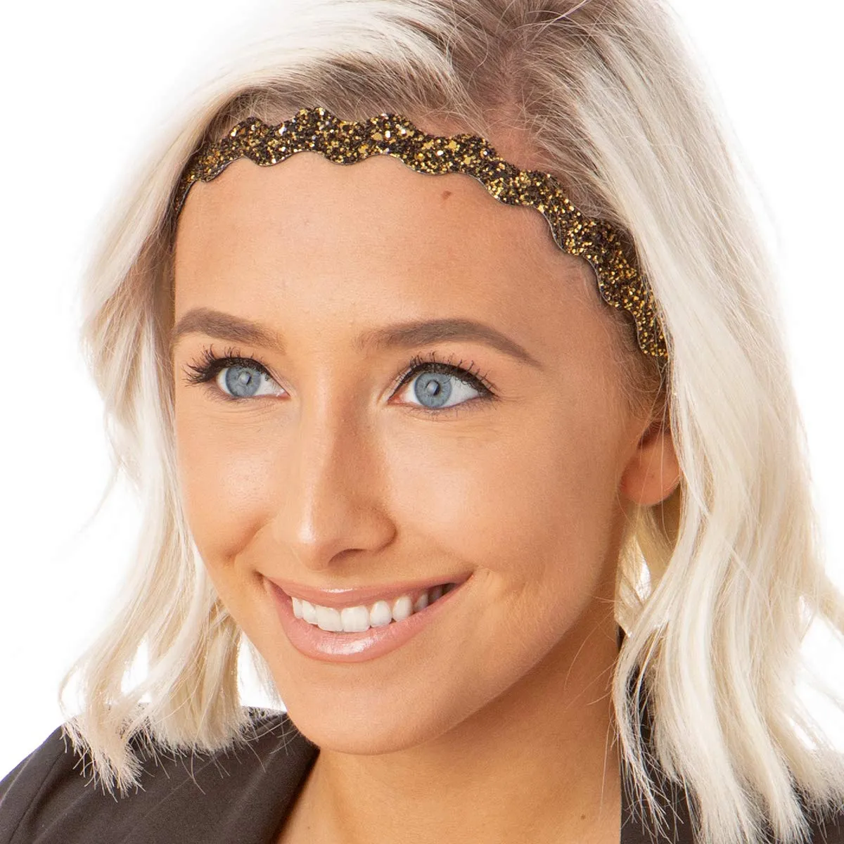 Hipsy PETITE Size, Adjustable No Slip Sparkly Bling Mixed 3pk Headbands for Women Girls & Teens (Bling Glitter Mixed Diva)