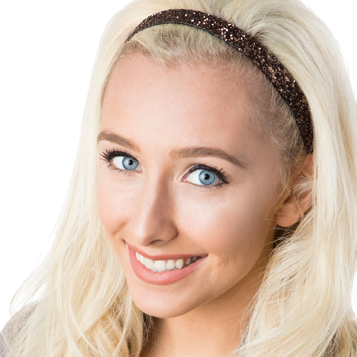 Hipsy PLUS Size, Adjustable No Slip Sparkly Bling Mixed 3pk Headbands for Women Girls & Teens (Bling Glitter Mixed Brown)