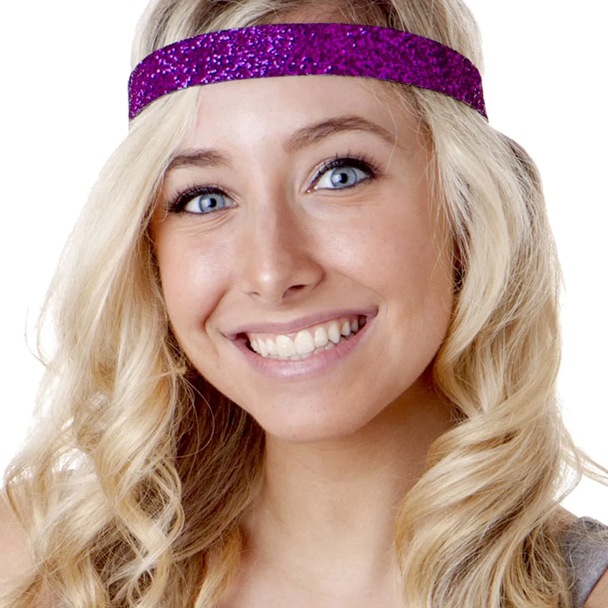 Hipsy PLUS Size, Adjustable No Slip Sparkly Bling Mixed 3pk Headbands for Women Girls & Teens (Bling Glitter Mixed Fuchsia)