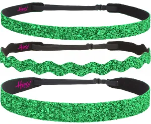 Hipsy Women's Irish Green Headband St Patricks Day Accessories Clover Headband Gift Packs (St Patty's Day Green Glitter 3pk)