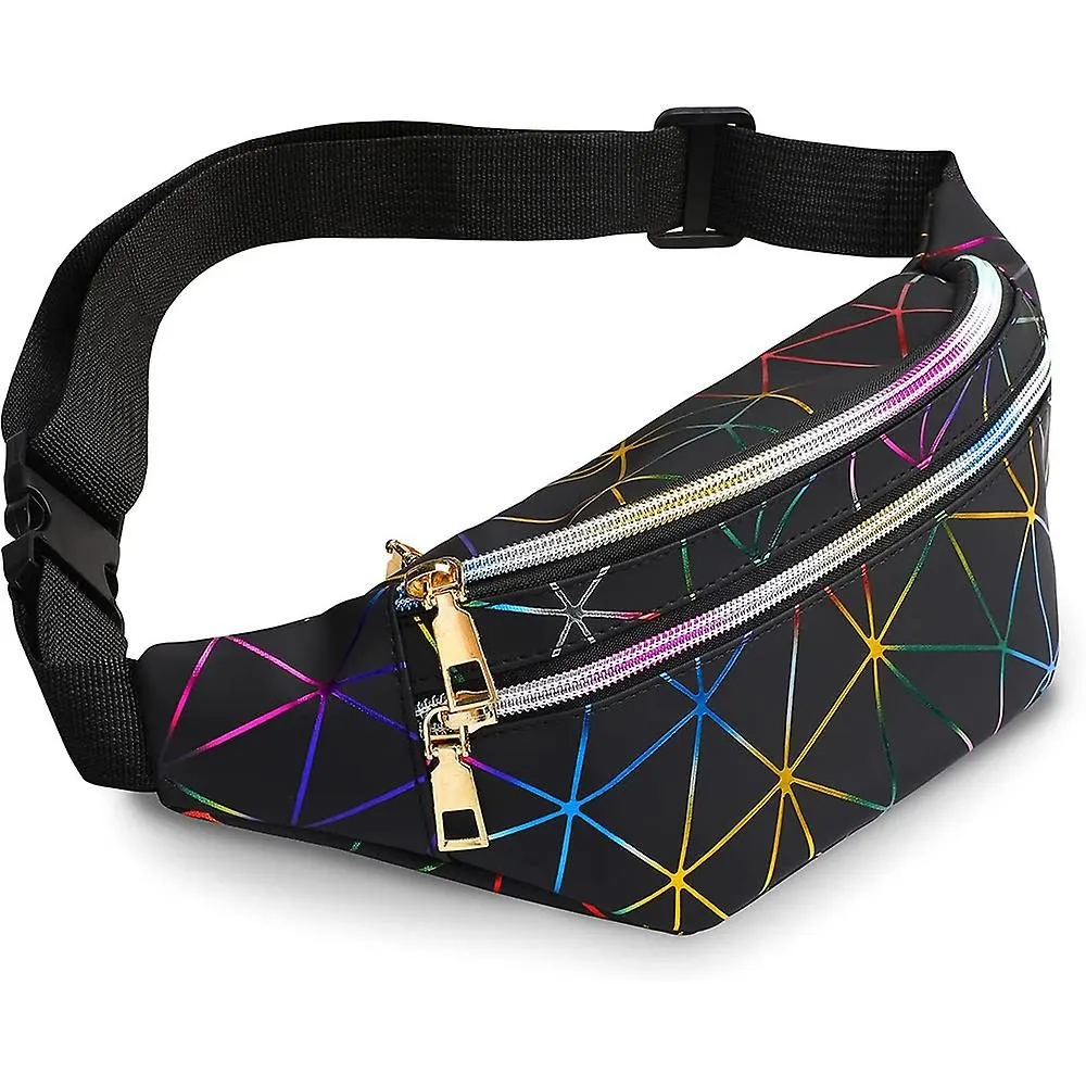 Holographic Fanny Packs For Women Waterproof Waist Packs Shiny With Adjustable