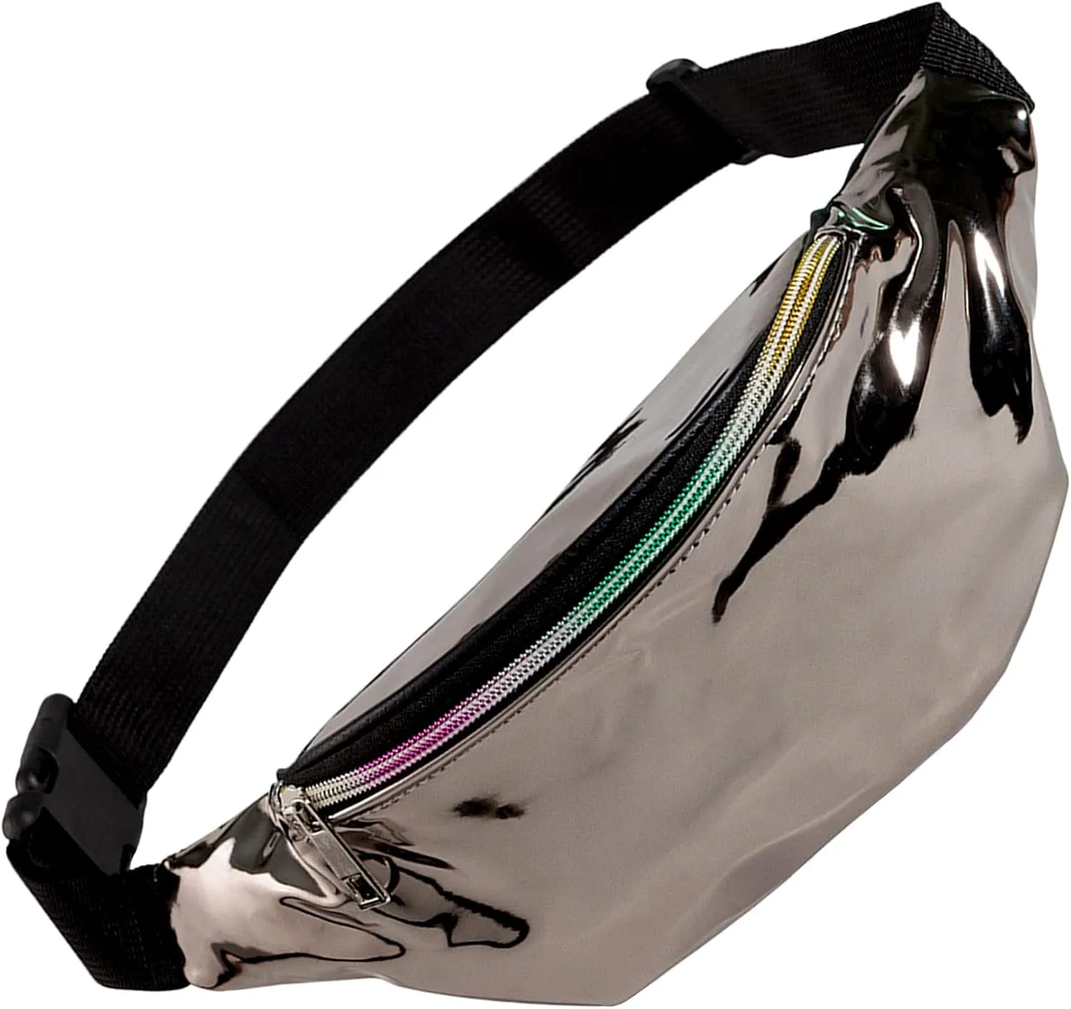 Holographic Rave Fanny Pack – Packs for Festival Women, Men – Cute Fashion Waste Bag Belt Bag (Metallic Brown)