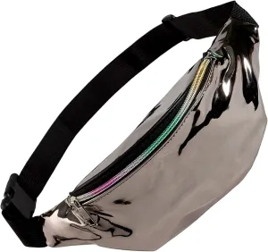 Holographic Rave Fanny Pack – Packs for Festival Women, Men – Cute Fashion Waste Bag Belt Bag (Metallic Brown)