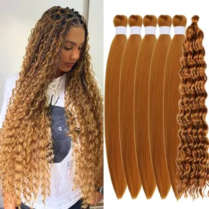 Honey Blonde Braiding Hair Pre Stretched for Braids 27# Knotless Boho Hair for Braiding(6 Packs)